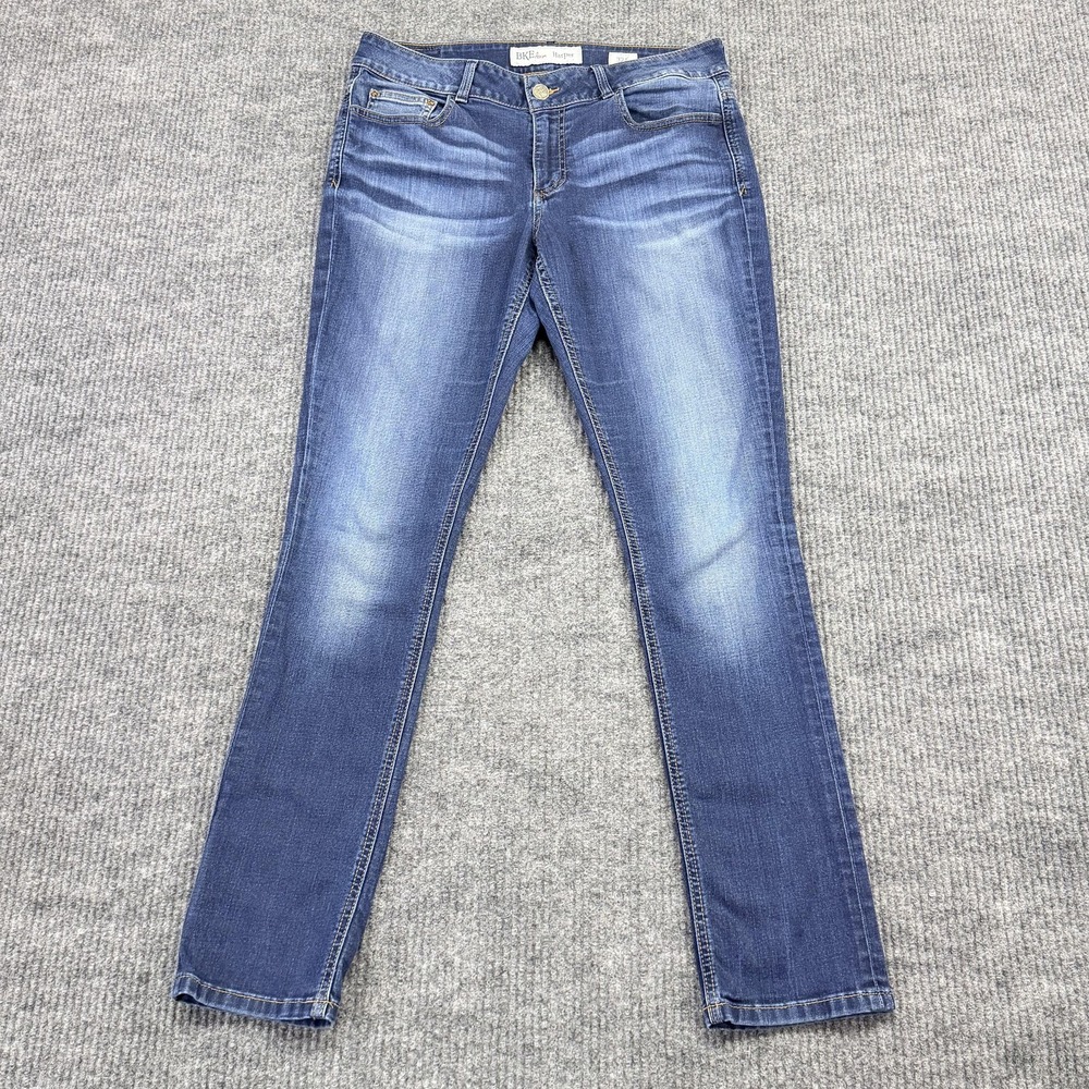 BKE Harper Straight Jeans Womens 32L Blue Medium Wash Mid Rise Stretch Denim
